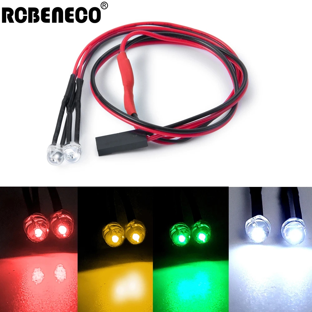 MIBIDAO Yellow/Red/White/Green LED Light Spotlight Headlights For 1/10 Axial SCX10 II 90046 RC Car Truck Accessories