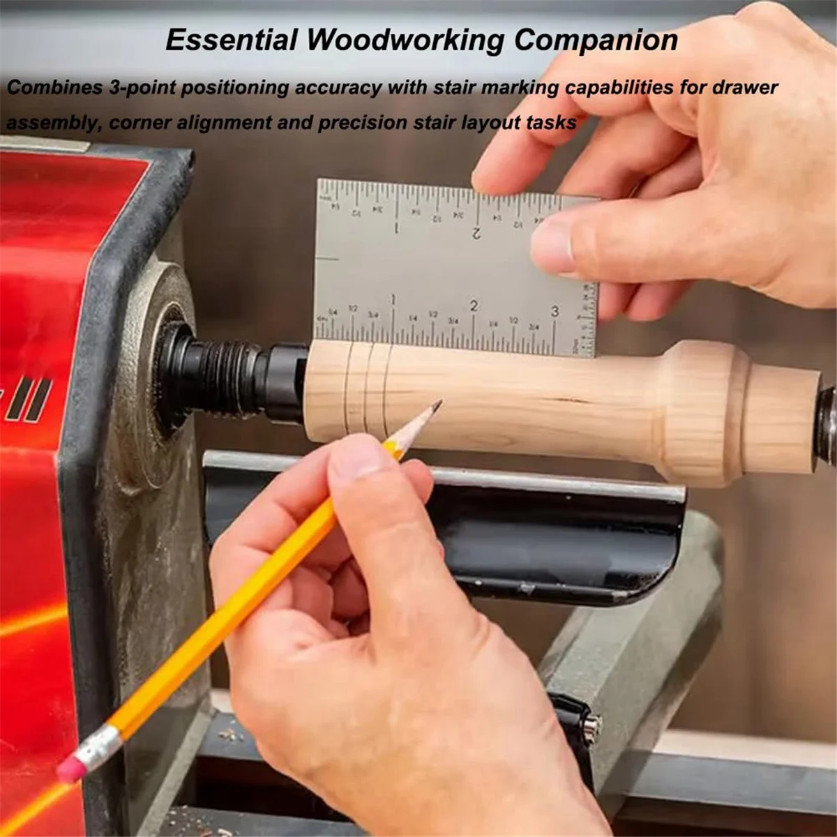A002 Square Edge Ruler, Woodworker Edge Ruler Stainless Steel Square Edge Ruler, Straight Stair Markings Corner 2PCS