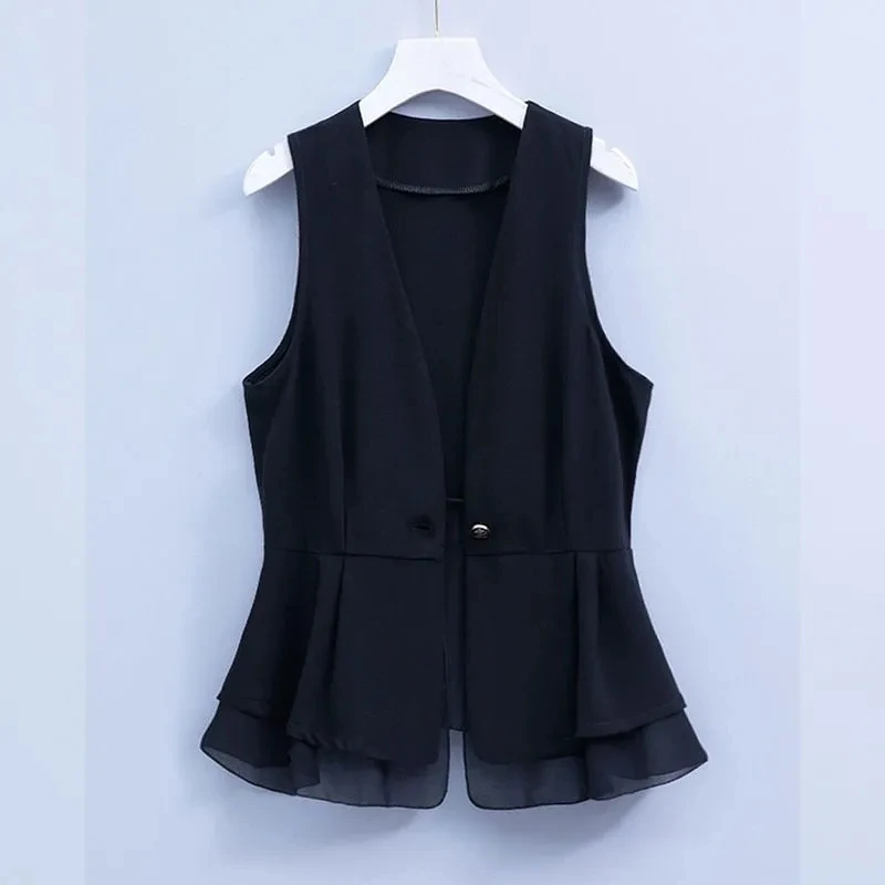 2025 Nuovi Gilet Estivo Delle Donne Con Scollo A V Chic Gilet di Chiffon Magliette e camicette Femminile Casual Grazioso Gilet Delle Signore Giacca Senza Maniche Chaleco Mujer