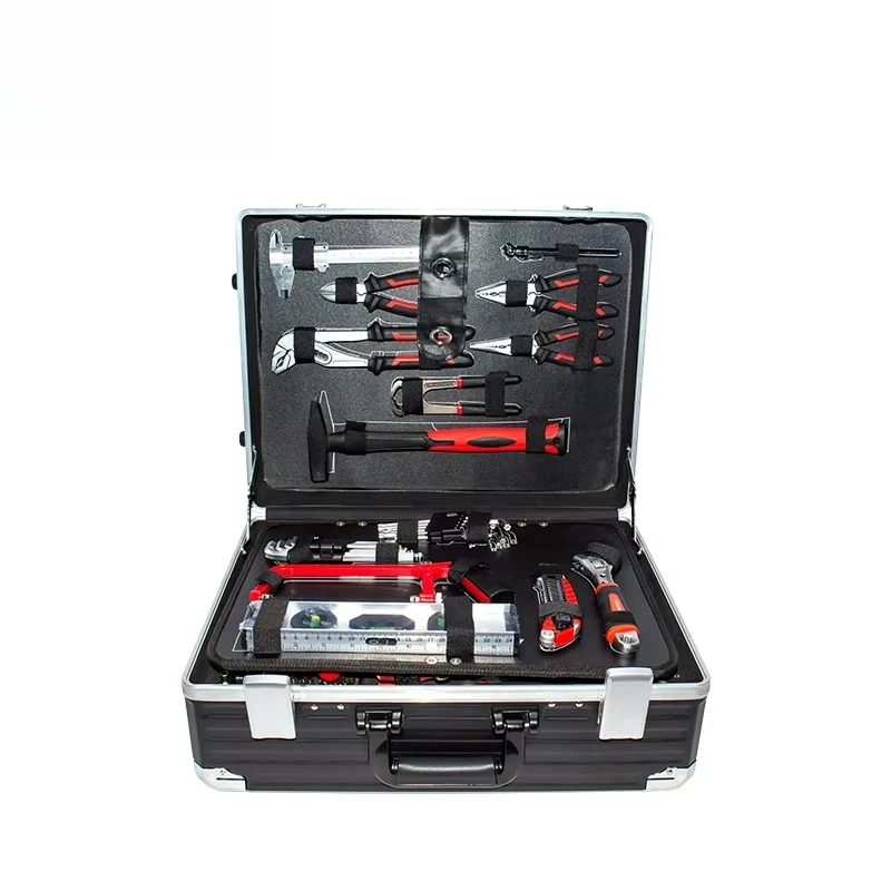 

130-Piece Aluminum Hand Tool Kit Carbon Steel Sockets Wrenches Set for Home Garden Repair Bit Hard Case Box Set