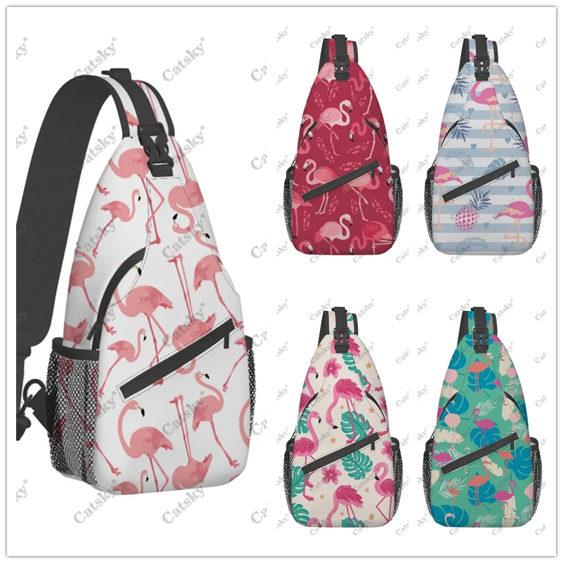 

Flamingo Pattern Men's casual slanted shoulder bag chest bag large capacity printed sports storage women crossbody bag