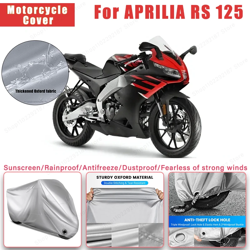 

For APRILIA RS 125 No Ear Motorcycle Cover - Outdoor Full Body Protection, Waterproof Dustproof Heat-Resistant Moto Accessories
