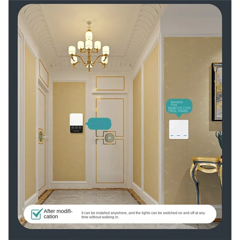 Panel de interruptor de Control remoto inalámbrico con luz automática, dispositivo práctico para dormitorio, pared superior, papel de notas, cableado gratis