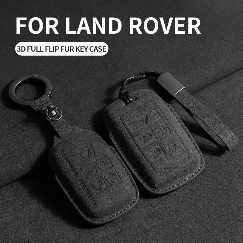 

Car Key Case For Land Rover Range Rover Sport Evoque Freelander Velar Discovery 4 Jaguar XE XJ XF Suede Car Keychain