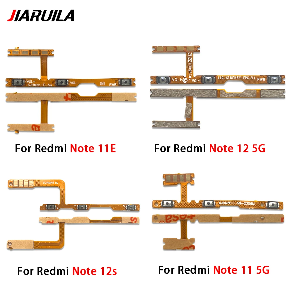 50Pcs，Tested Power on/off Volume Key Button Flex Cable Ribbon For Xiaomi Redmi Note 10 12 Pro 5G Note 11 Pro Plus11s 11T 11E