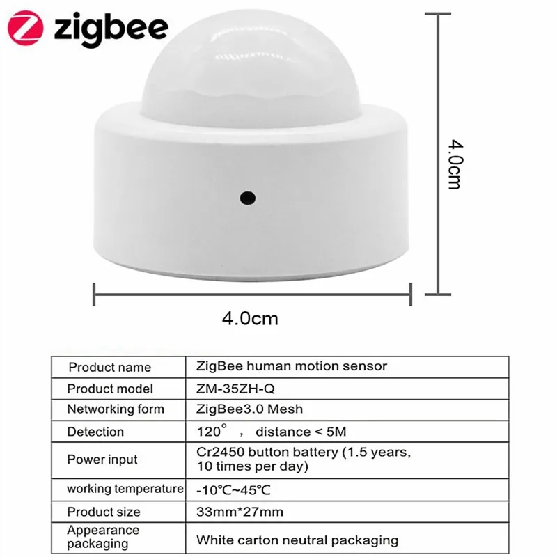 Tuya Zigbee PIR Motion Sensor Human Motion Sensor Smart Home Security Detector Smart Life Control Works With Alexa Google Home