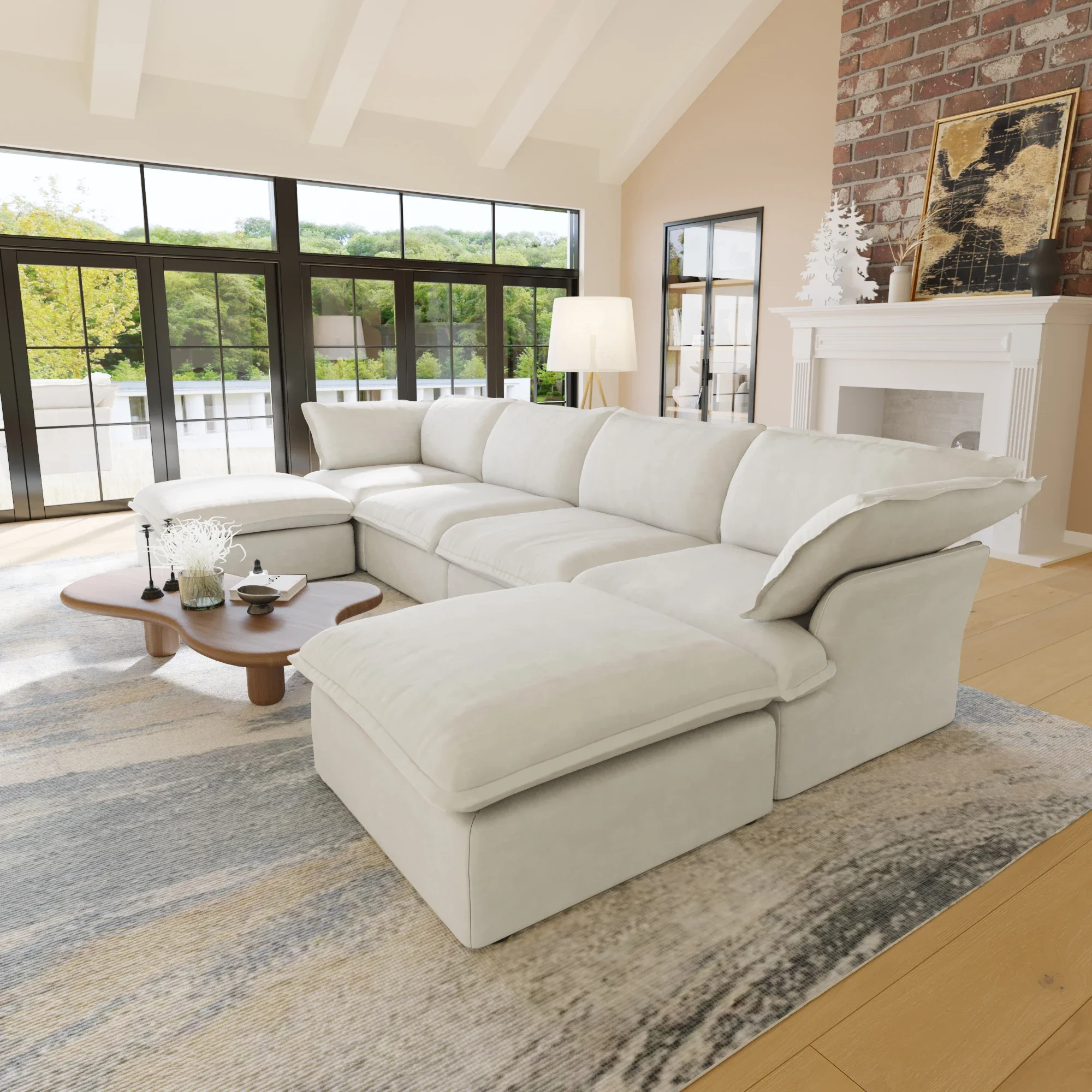 

For Free Shipping to American Modern Feather Down Sofa Modular Sofa Combination White Sofa Living Room