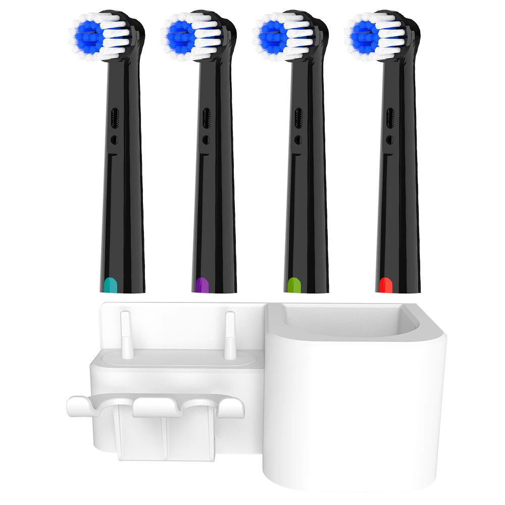 

Wall Mounted Toothbrush Holder Compatible with Oral B Electric Toothbrush, 4 Pack Soft Replacement Brush Heads for Pro 1000 7500