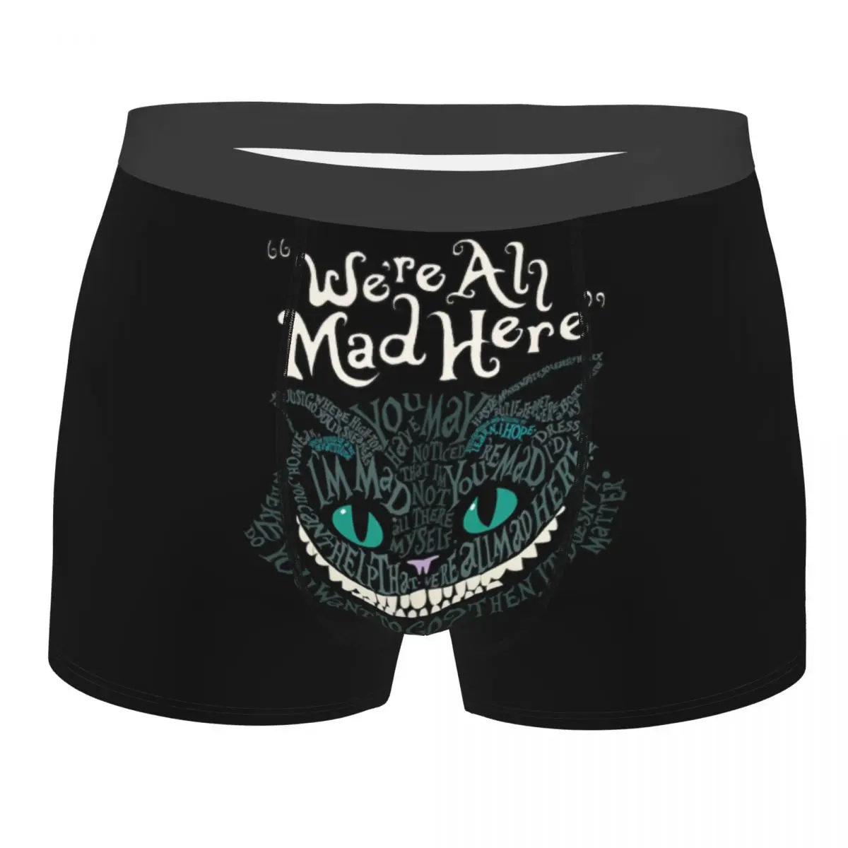 

Мужское нижнее белье с принтом Чеширского кота из Страны чудес, сексуальные трусы-боксеры с индивидуальным принтом
