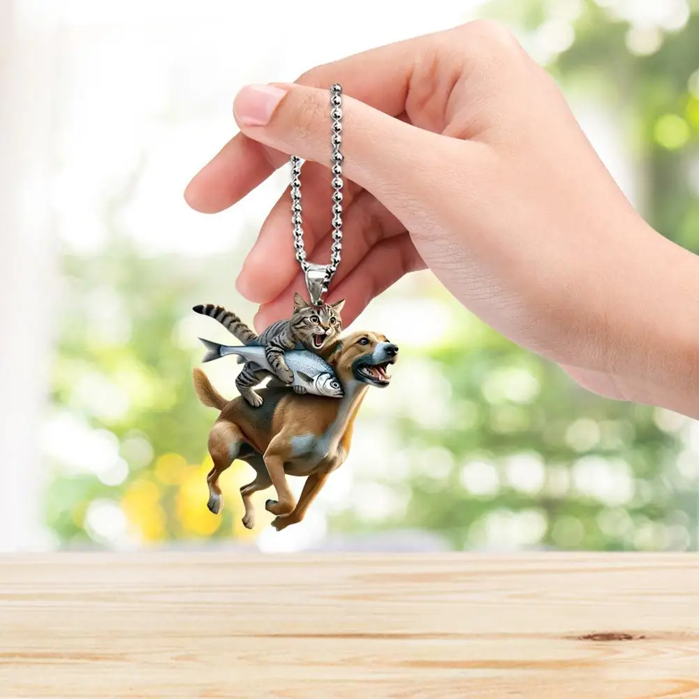 

2D акриловый автомобильный кулон для кошек, собак, автомобильный декор интерьера, зеркало заднего вида, подвесное украшение для рюкзака, брелок для дома X6K1