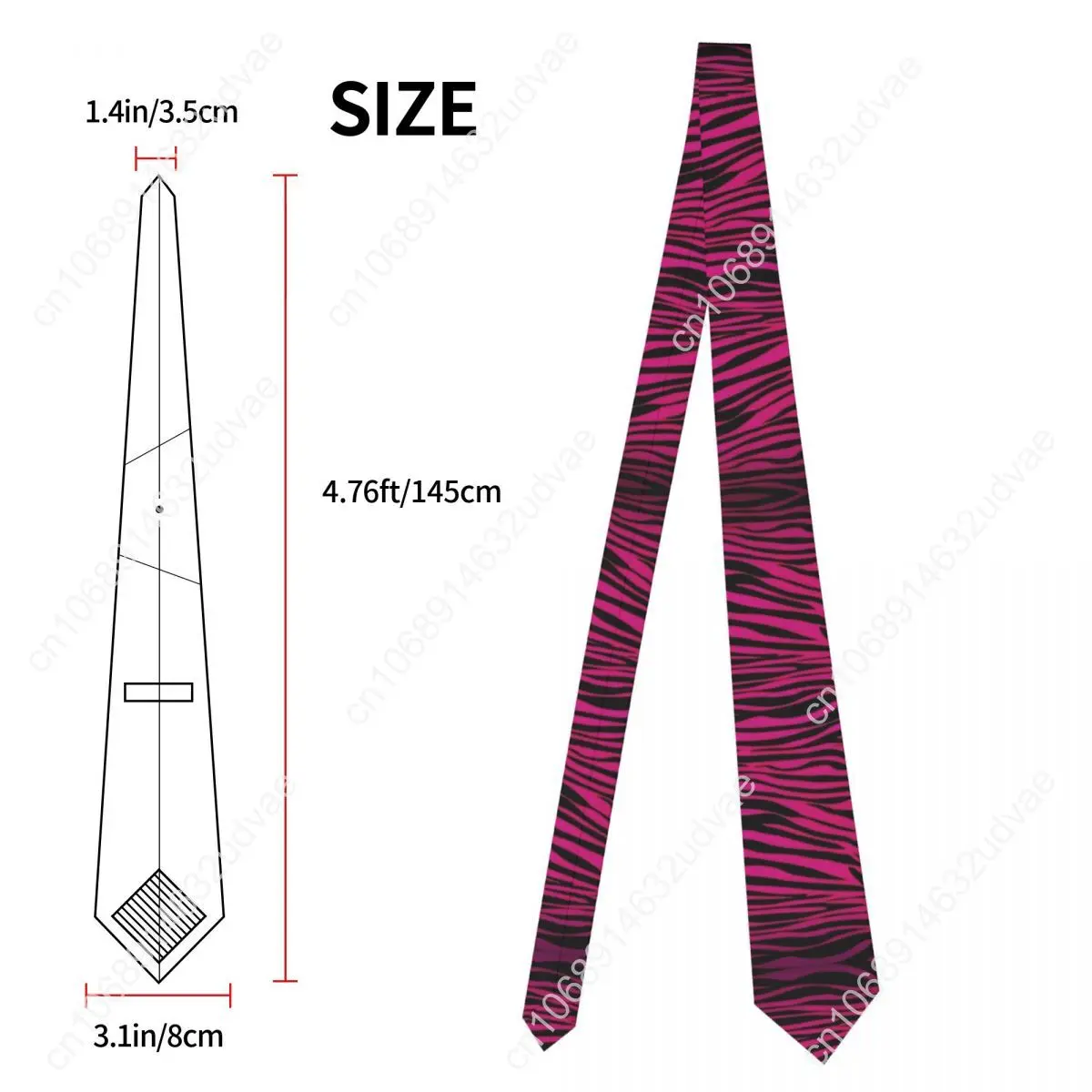 Gothic Pink Zebra Stripes ผู้ชายผู้หญิงเนคไท Slim โพลีเอสเตอร์ 8 ซม. กว้างคอผูกสําหรับบุรุษอุปกรณ์เสริมงานแต่งงาน