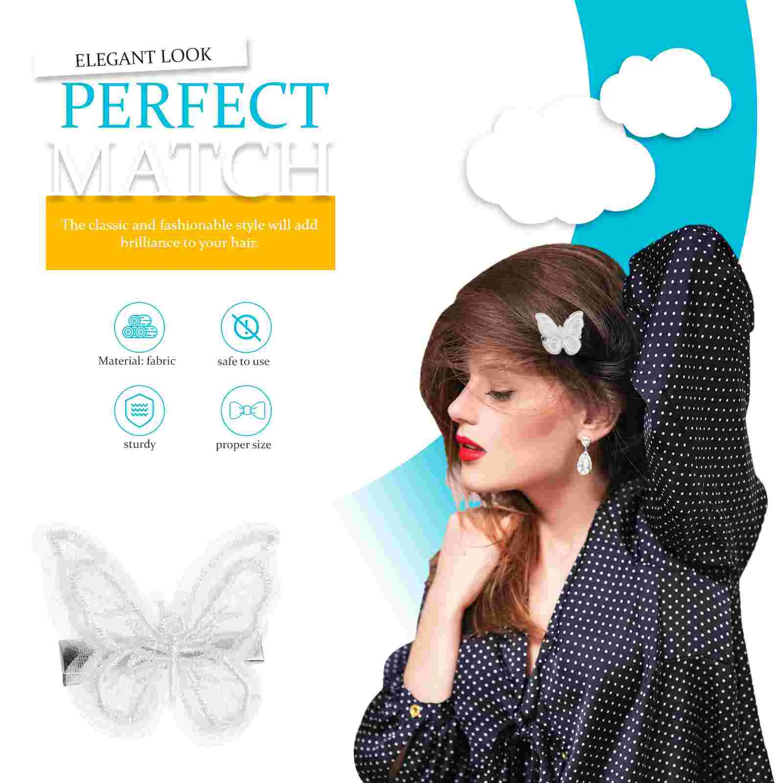 5 Pcs Lace Butterfly Hair Clip White Butterflies Clips Girls Barrettes Women Accessory Hairpin Hairpins Accessories