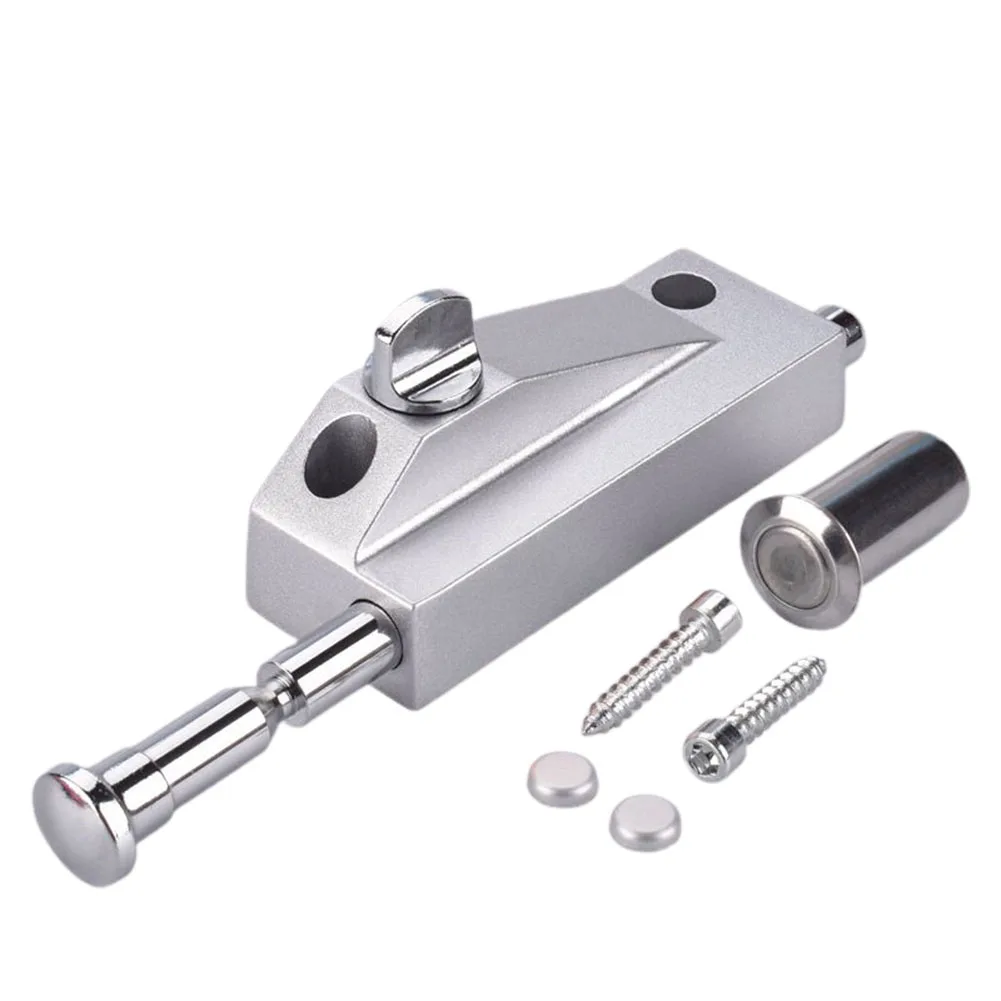 Spring Bolt Lock for Wooden Door, Stainless Steel, Bold Solid Lock Tongue, Suitable for Revolving and Framed Doors Sand Silver