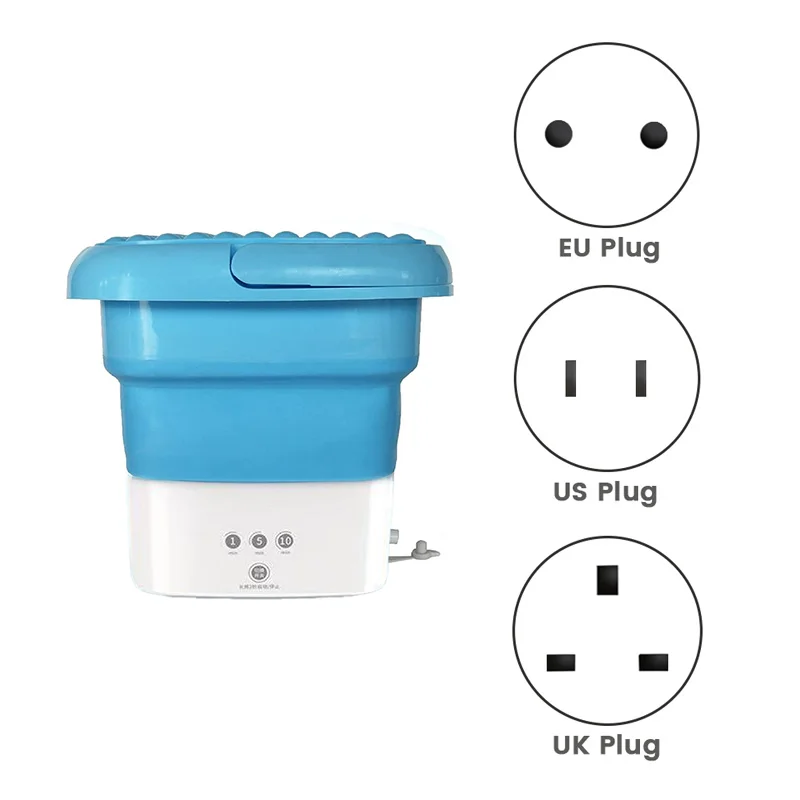 الأزرق المحمولة السفر غسالة ، صغيرة قابلة للطي غسالة كومبو مع سلة استنزاف قابلة للطي الصغيرة