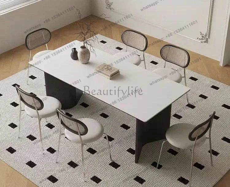 Factory Direct  Modern simple household small apartment dining table high-end rectangular solid wood dining table