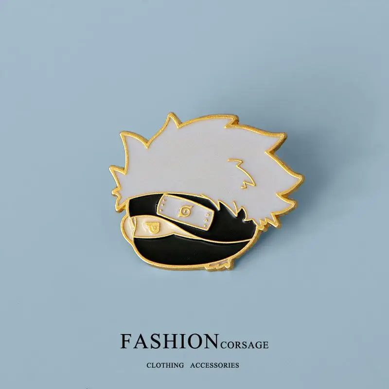 Naruto Badge Surrounding Naruto Sasuke Kakashi Mink Anime Brooch Anime Metal Cartoon Pin