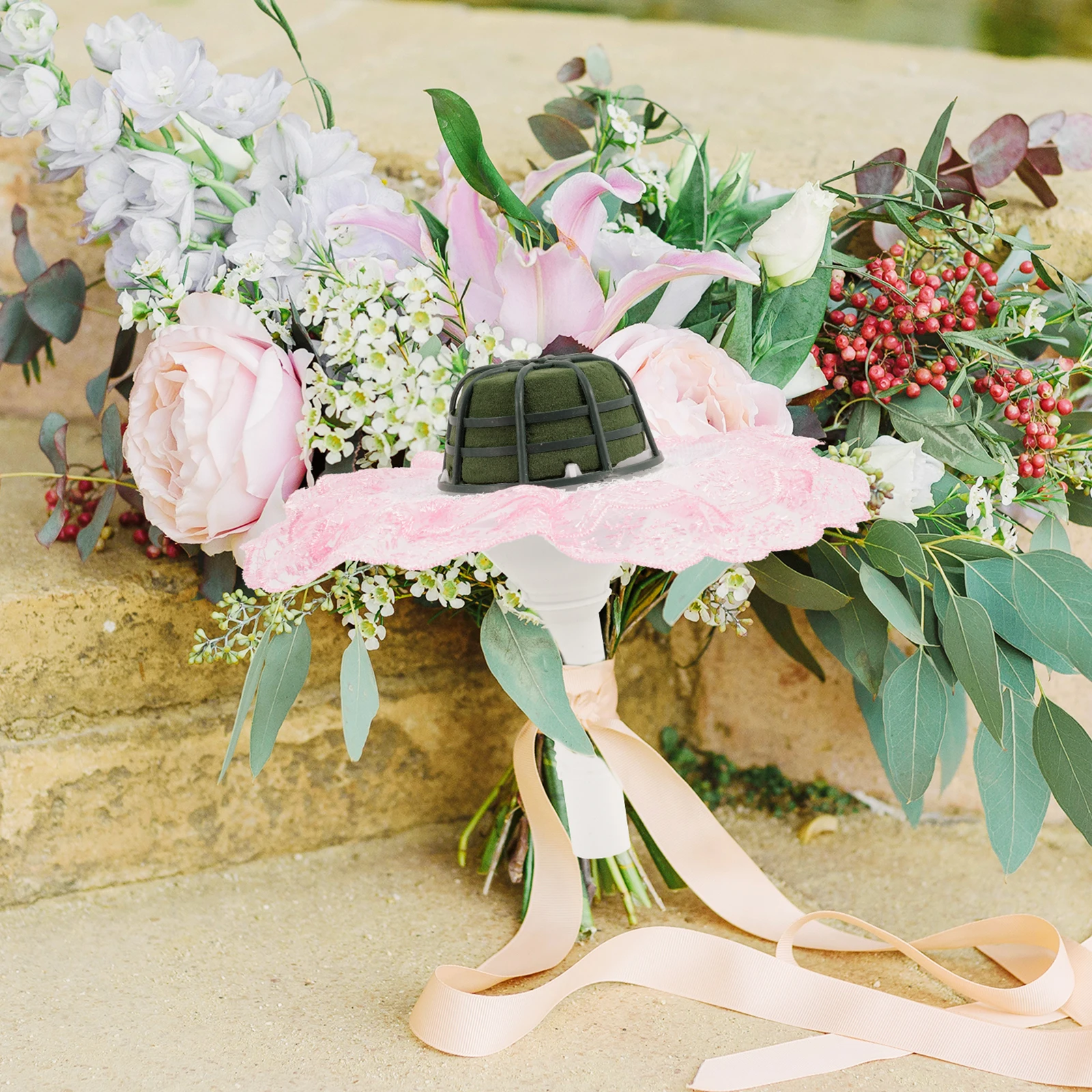 

Plastic Bouquet Flower Bouquets Holder for Artificial Wedding Flowers Bridal H Lightweight Comfortable DIY Decor