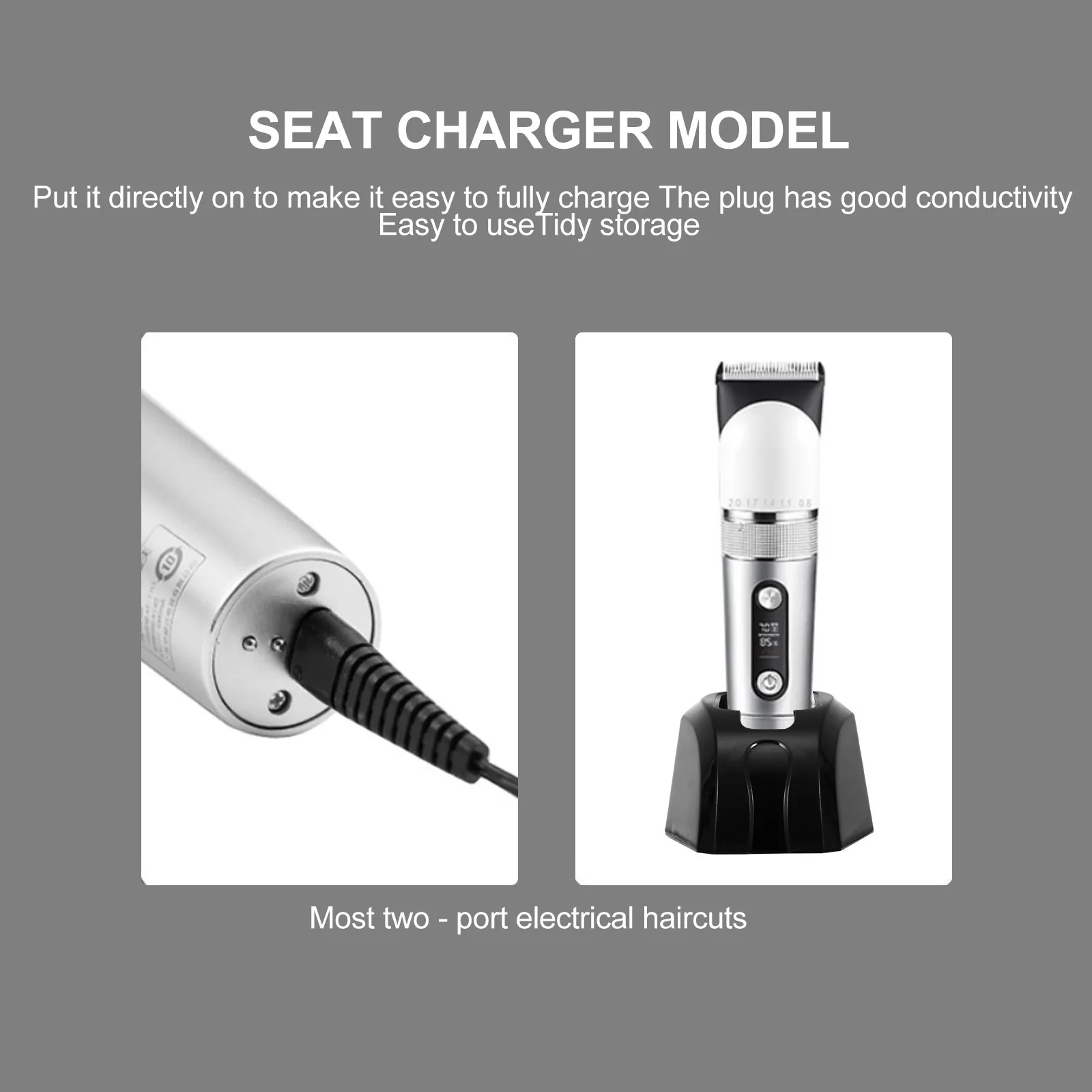 

1Pcs Electric Hair Clipper Charging Base Reliable ABS Charging Socket Compact Size Anti-Slip Stable Stand for Hairdresser Home