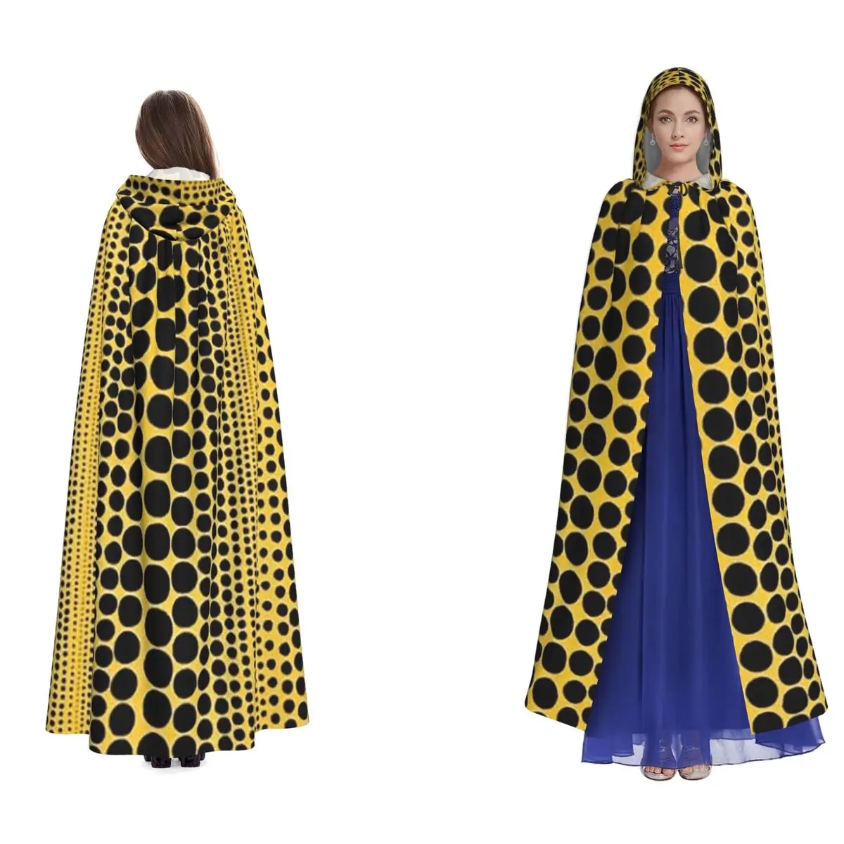 Yayoi Kusama Kürbis Abstrakte Kunst Langer Kapuzenumhang Hexen Mittelalter Kostüm Cosplay Umhang Halloween-Mantel Erwachsene Unisex