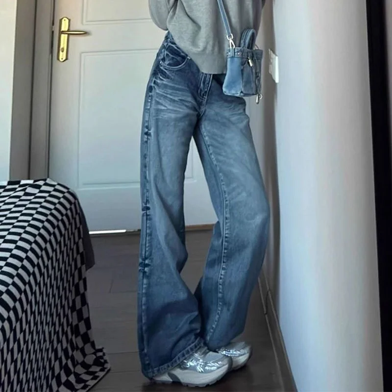 Bootcut Jeans Blue Women Trim Micro Flared Commuting Millennial Small Siamese Knot Holes Spice Tear Side Cut Waisted Cross Nine view 2
