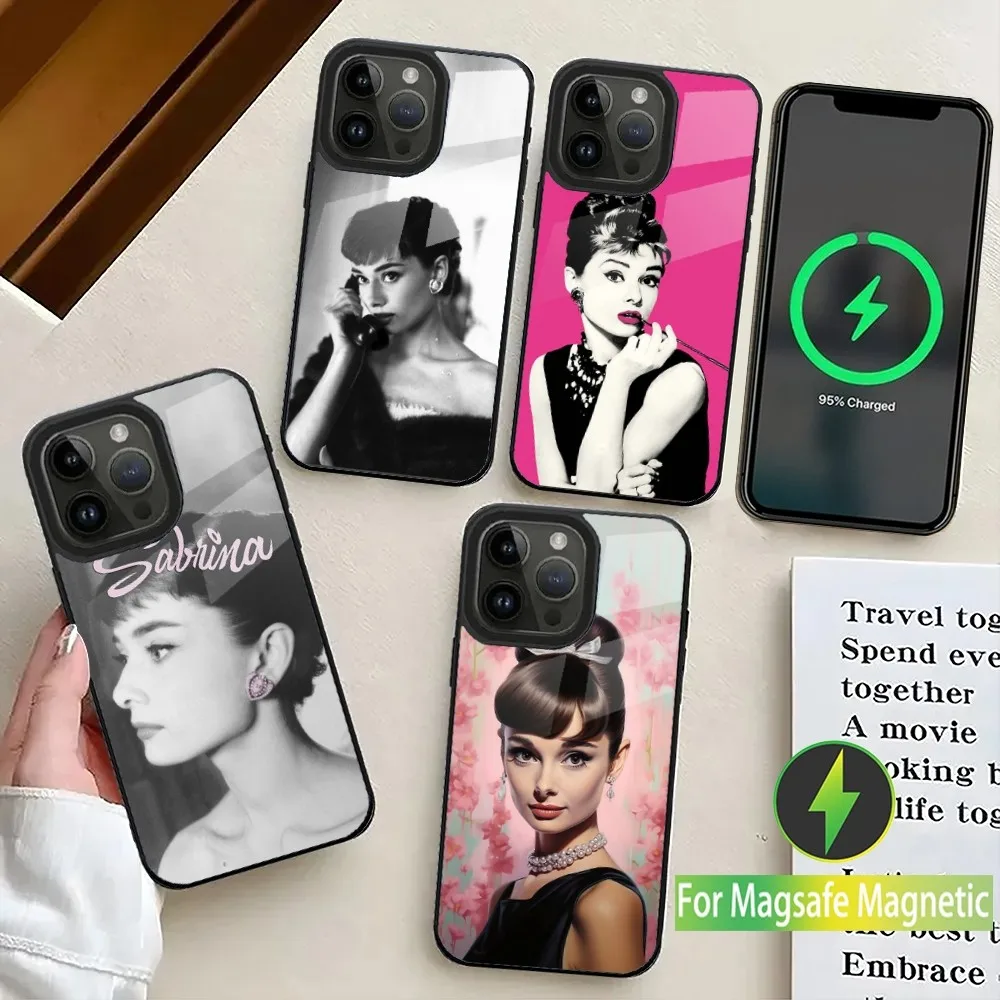 A-Audrey H-Hepburn Phone Case For iPhone 16,15,14,13,12,11,Plus,Pro,Max Mini Magsafe Magnetic Wireless Charging