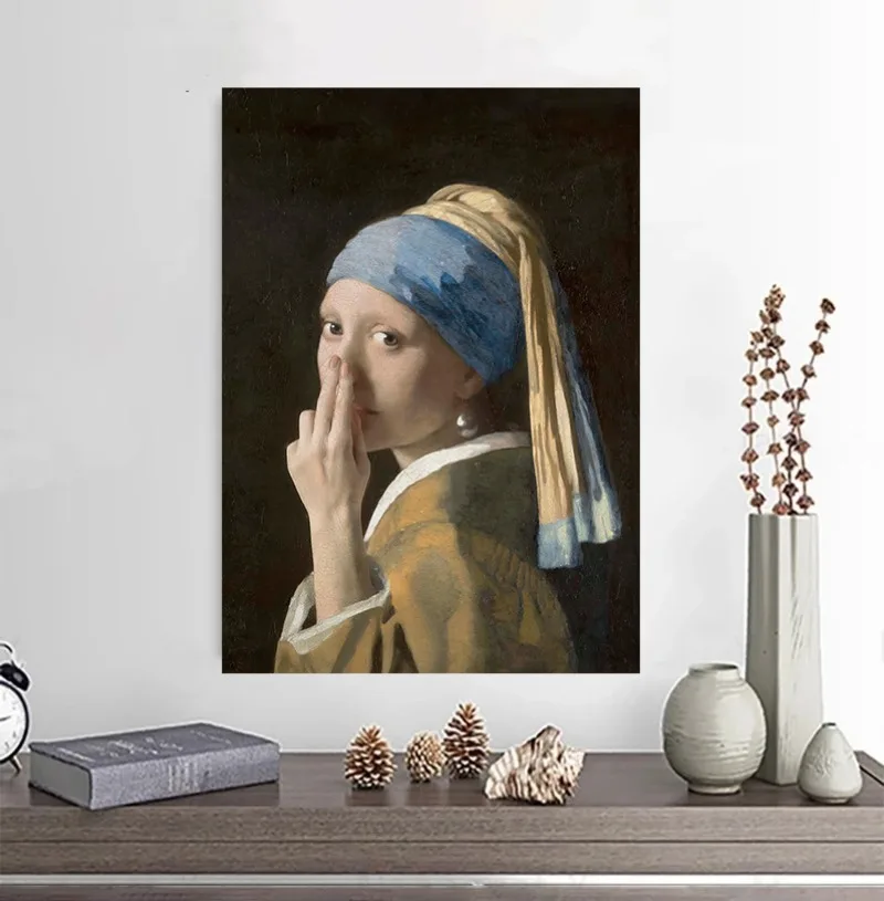 Toilet Humor Woman Bad Smell Poster Canvas Painting Wall Art Print, Funny Bathroom Decor Vintage Style Poster Cuadros