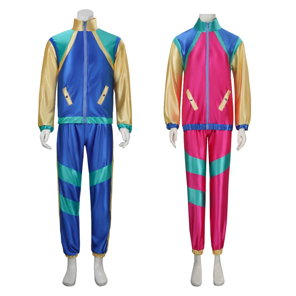 

1990s Disco Tracksuit 2pcs Jogging Wear Retro Style Carnival Theme Party Suit Live Cosplay Jacket and Pants cosplay costumes