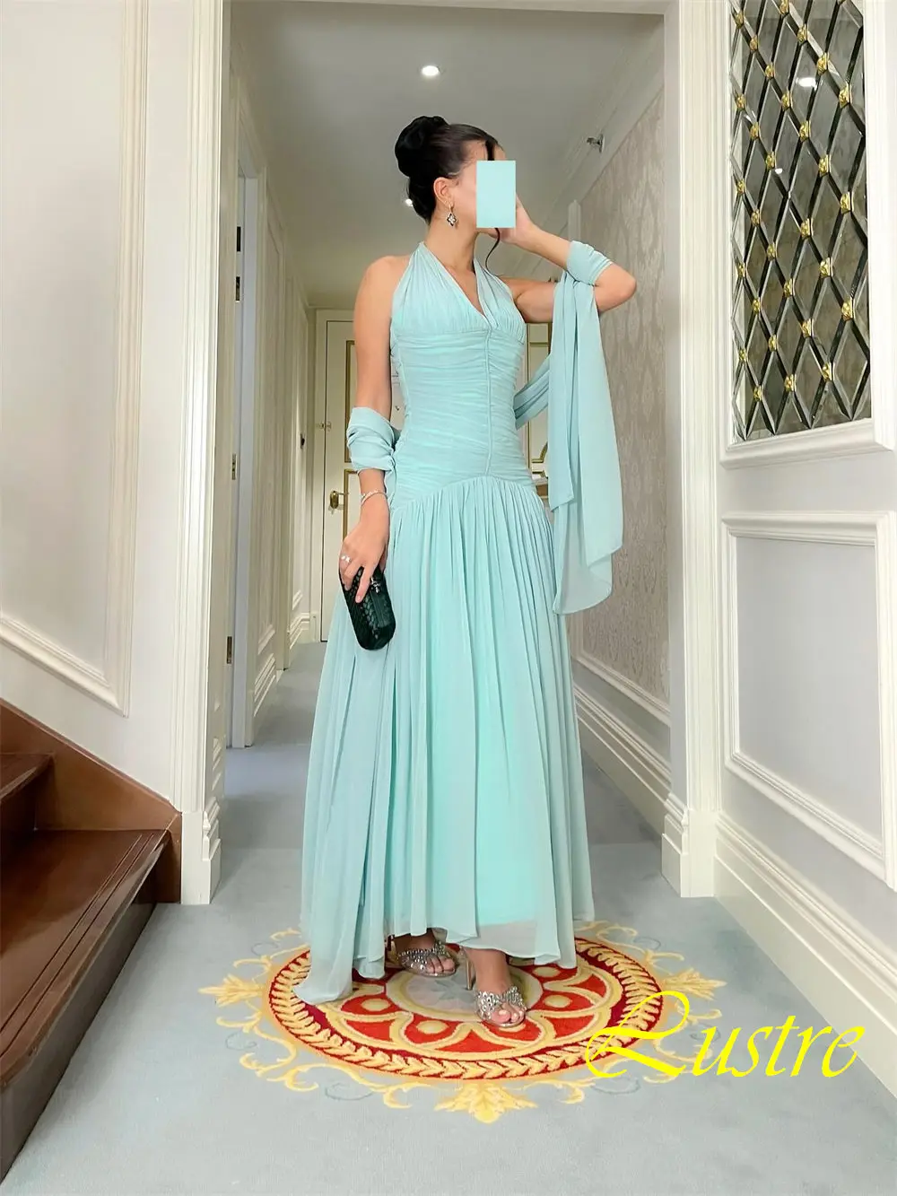 

Customized Exquisite Chiffon Evening Dress Delicate Halter Prom Dresses Temperament Sleeveless Special Occasion Gowns
