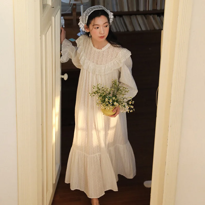 

Ночная сорочка Pinkgoddess в европейском классическом французском ретро-стиле с кружевом, женская, хлопковая, жаккардовая, в стиле принцессы, антикварная