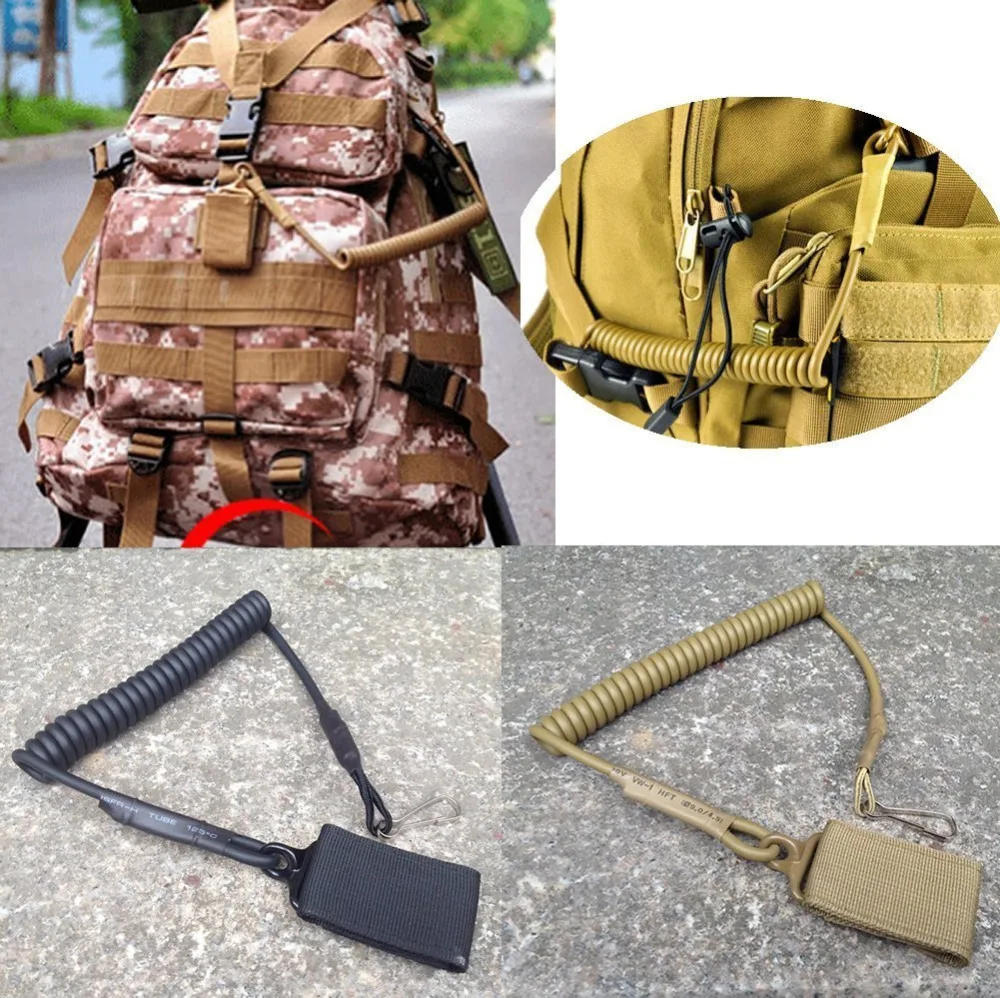 

coil sling military elastic belt spring strap backpack bag rope lanyard gun handgun shooting hunt pistol tool