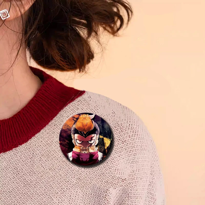 Danganronpa Gundham Tanaka Badges Anime Game Character Lapel Pin Round Brooch for Backpack Collar