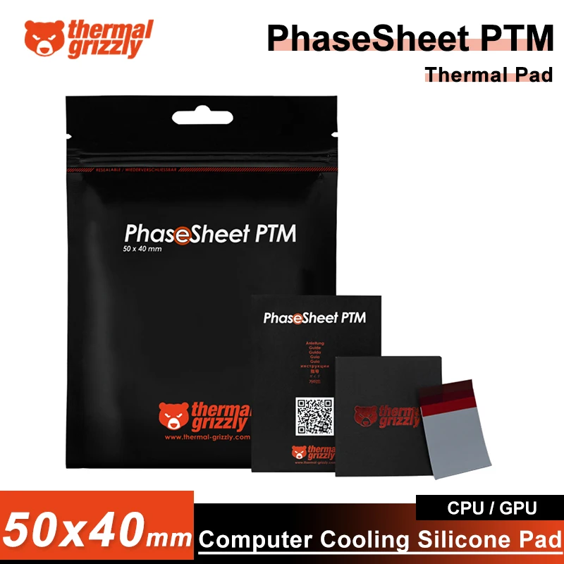 

Thermal Grizzly PhaseSheet PTM Термосиликоновая накладка 50x40 мм Процессор Силиконовая смазка Изменение листа 0,2 мм Термопаста Фаза