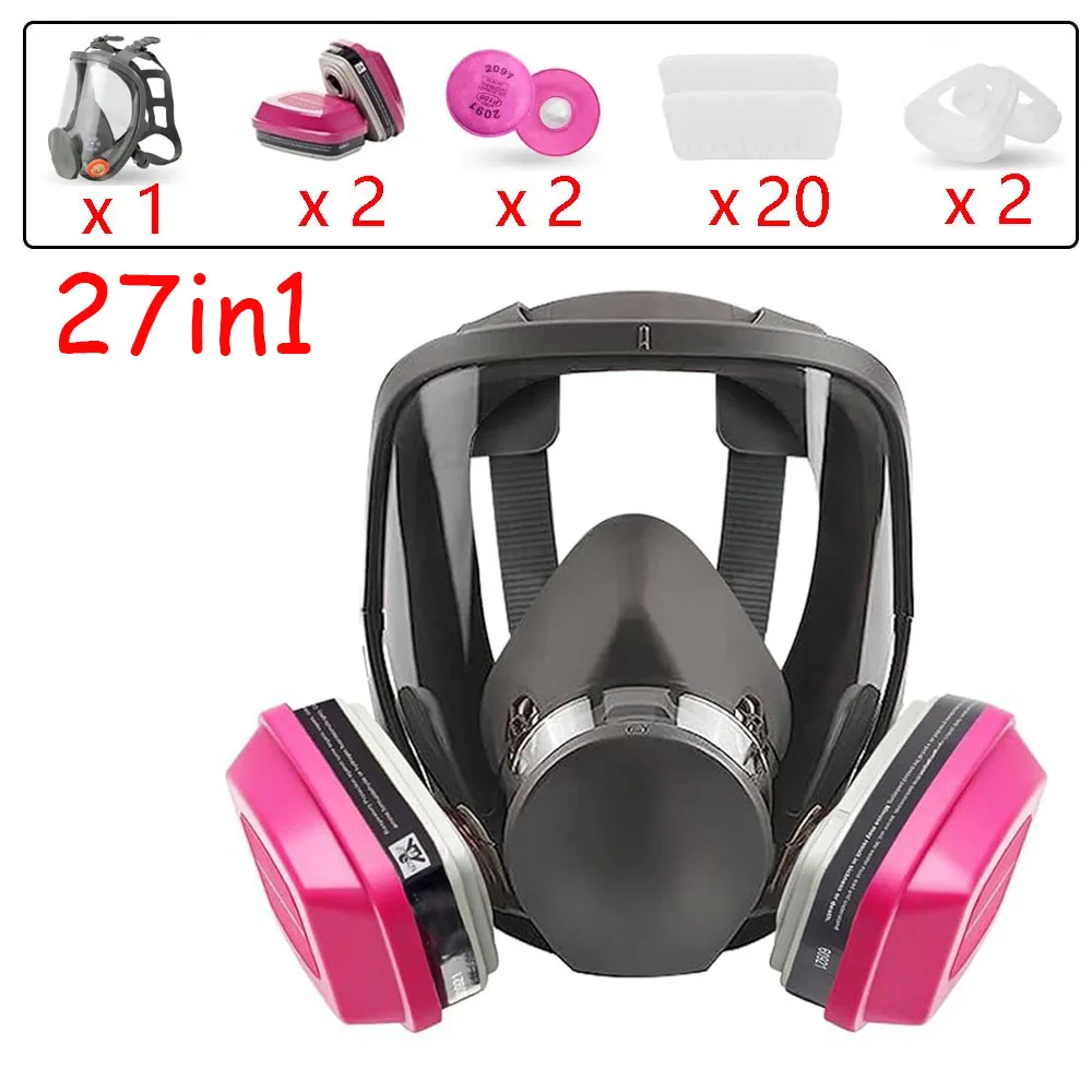 

Полнолицевая респираторная маска, многоразовая респираторная маска 6800 с фильтрами 60921, противотуманная, идеально подходит для краски, спрея, пыли