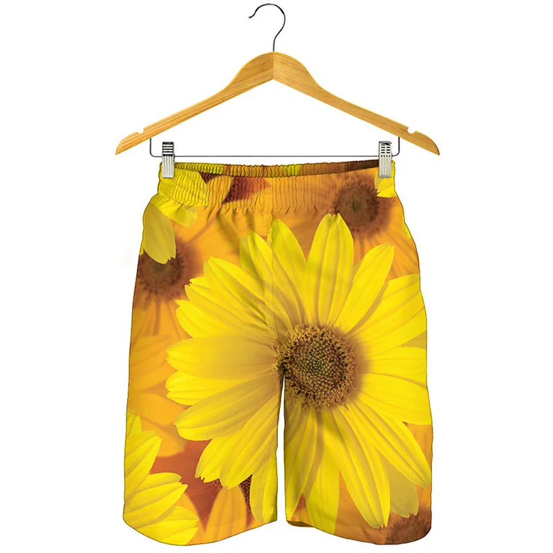 Cute Daisy Flower 3d Print Beach Shorts Men Cool Street Short Pants Summer Swimming Trunks Hot Sale Women Surfing Board Shorts