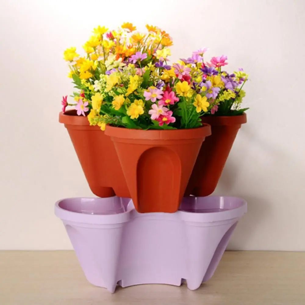 

Durable Stackable Flowerpo Wear Resistant Three-Petal Pot Strawberry Growing Pot Planter Vertical Flower Plant Pot