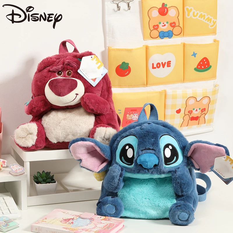 Mochila de dibujos animados de Disney para niños, bolso de hombro ligero, bonito, oso Lotso, Stitch, buena calidad, regalo dulce