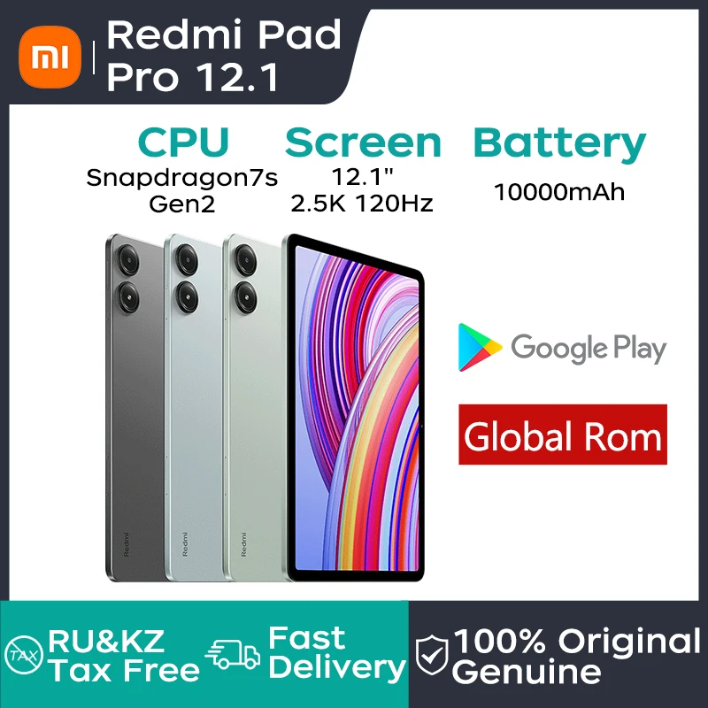 Xiaomi Tablet Global Rom Redmi Pad Pro 2024 12.1“ 2.5K 120Hz Snapdragon 7s Gen 2 10000mAh  Quad speakers Dolby Atmos Tablet Pc