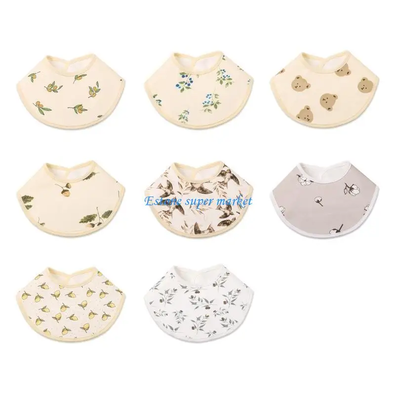 090B Wasserdichtes Spucktuch aus gekämmter Baumwolle, Baby-Lätzchen mit Schnappverschluss, Baby-Halstuch, Neugeborene, zum