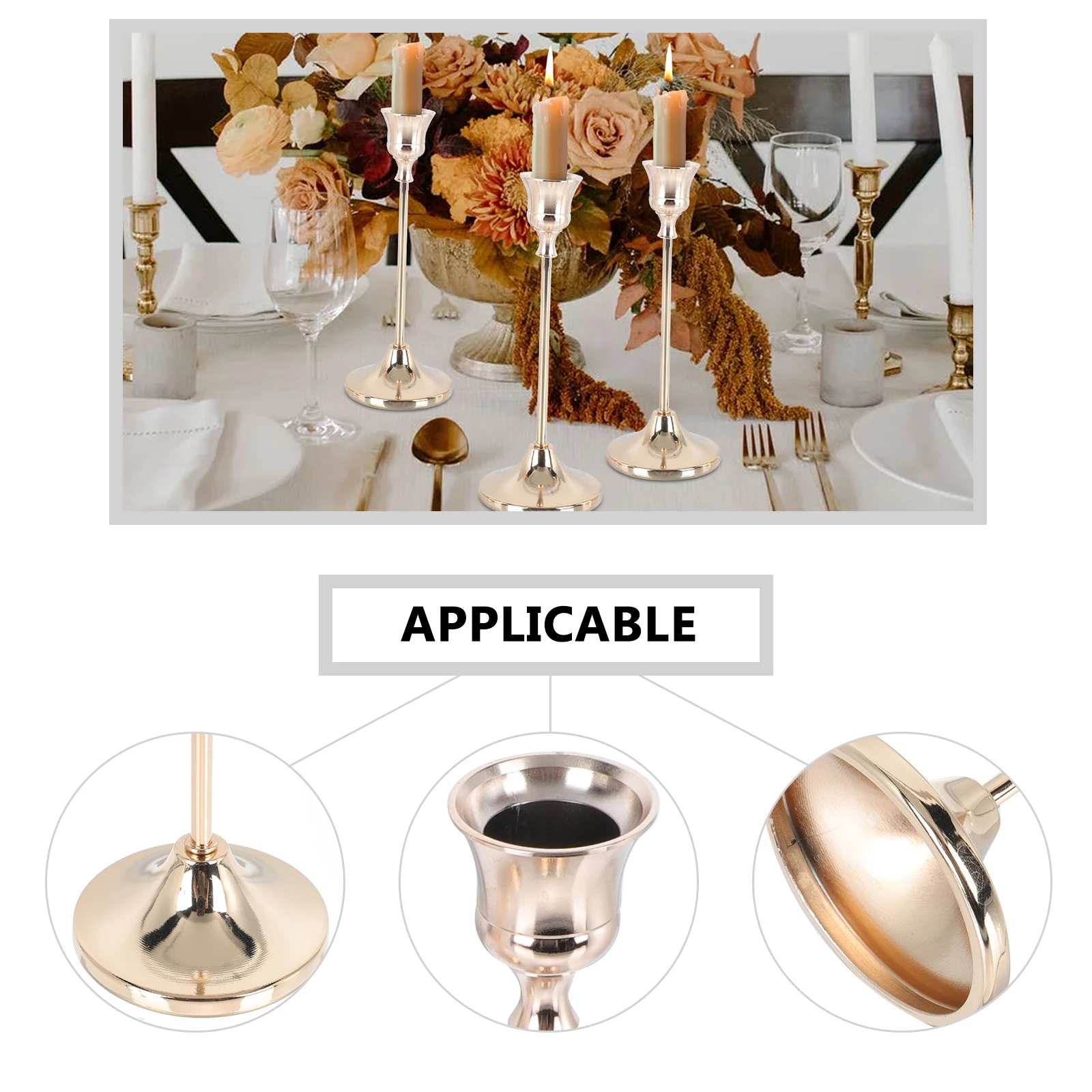 

3Pcs Iron Stand Retro Candlesticks Elegant Decor for Home Dinner Parties Winter Celebrations Holders