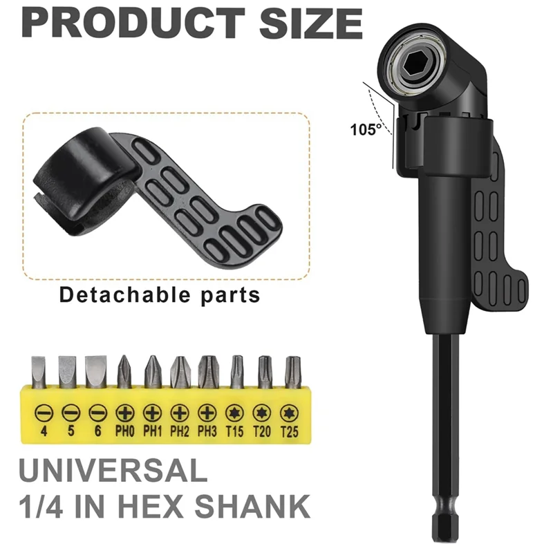 Zestaw przedłużek do wierteł elastycznych F-T 105 °   Przystawka do wiertarki kątowej, bity do wkrętarki 90 stopni °   Zestaw bitów kątowych 17-częściowy