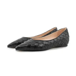 European American Simple Flat Sole Single Shoes Black Gold Punk Style New Fashionable Women's Shoes Size 35-45 Handmade Shoes