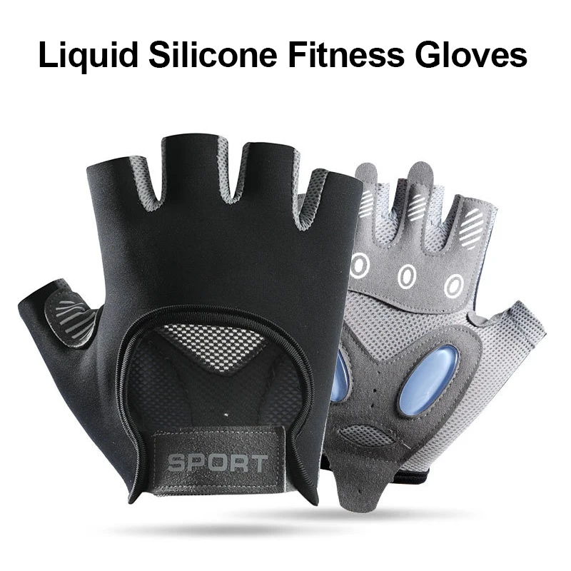 Workout Fingerless Gloves Men Women Fitness Gym Cycling Shock Absorption Anti-Callus Yoga Anti-Slip Silicone Gloves Training