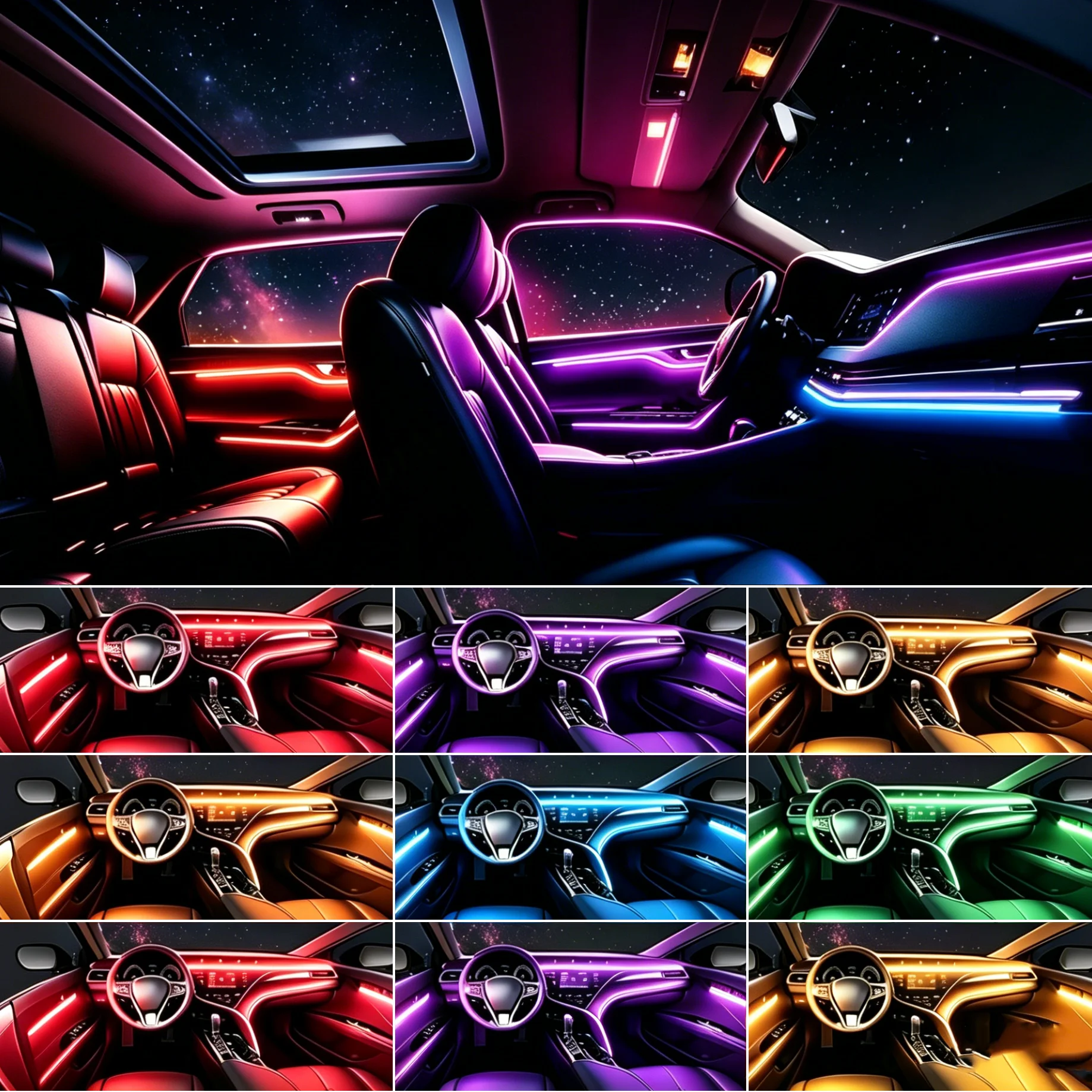 Universal Ambient Light 110CM LED Acrylic Strip For Auto DIY Cuttable Flexible Decorative Lamp Hidden Car Interior White Red