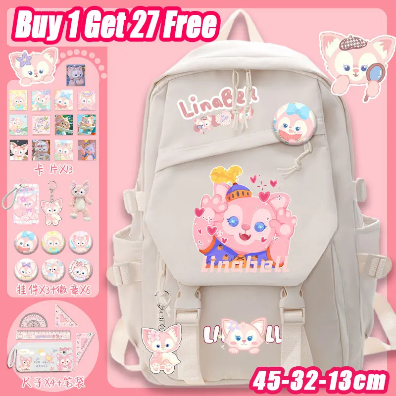 

Disney Lingnabel backpack cartoon cute girl Nylon material ridge protection lightweight all-match large-capacity school backpack