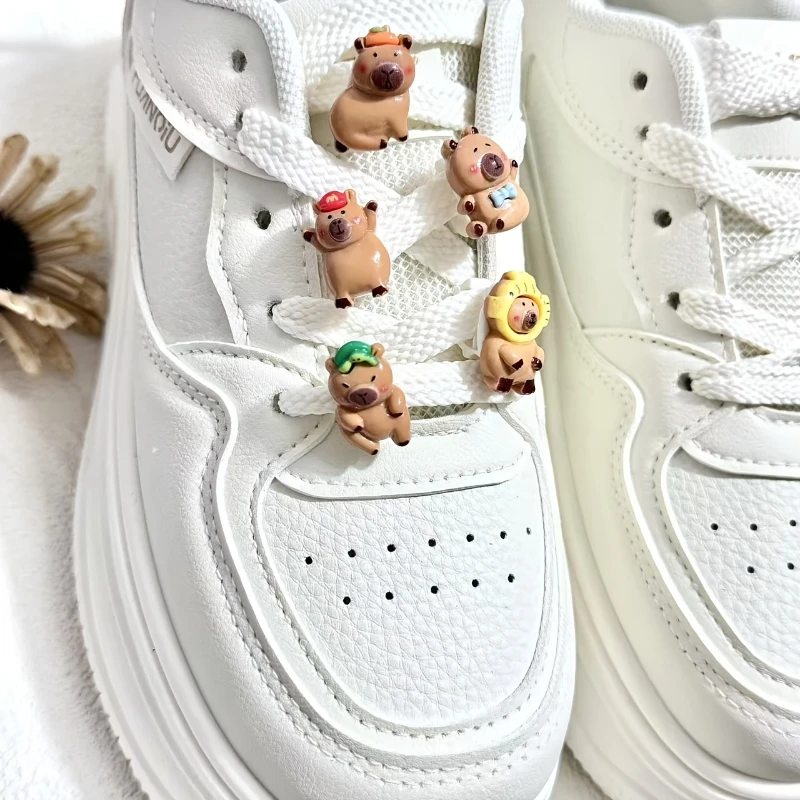 5pcs Adorable Cartoon Capybara & Capuchin Monkey Shoe Charms  ABS Animal Texture DIY Decoration Accessories for Sneakers