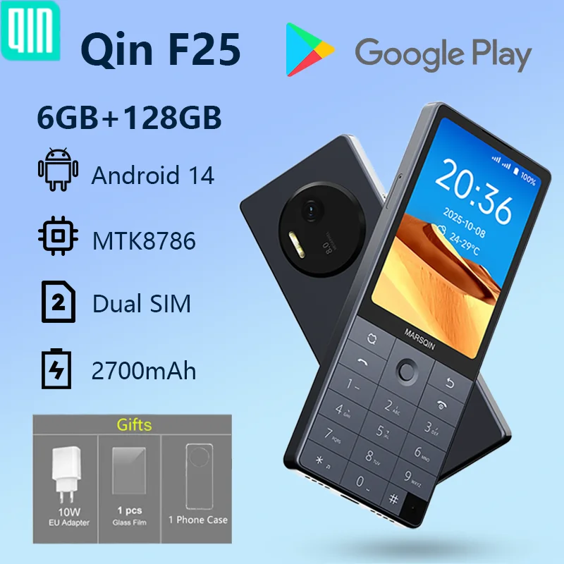 Qin F25 MTK8786 Google Play Android 14 Dual SIM Cards 6GB+128GB 2700mAh WIFI Bluetooth Touch 3.54Inch Screen