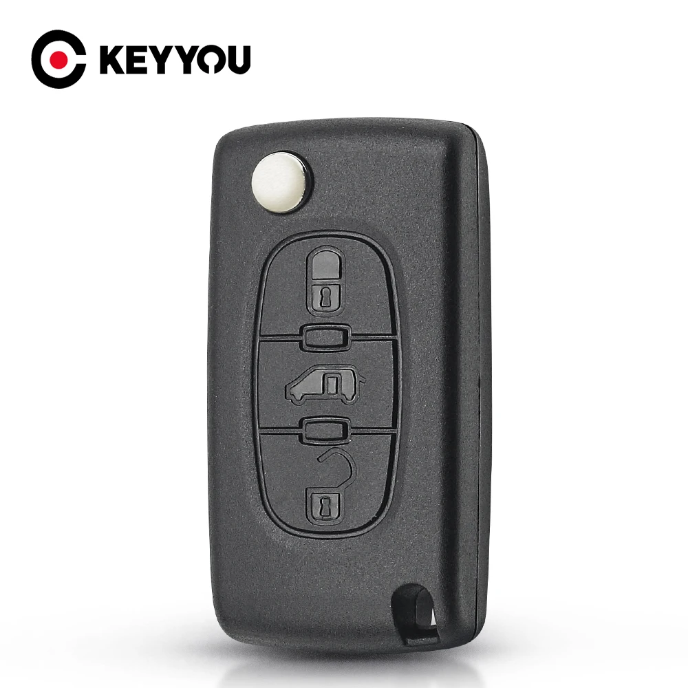 KEYYOU 3 przycisk dla Peugeot Partner Citroen Berlingo HU83 VA2 ostrze CE0523 CE0536 etui z klapką obudowa pilota z klucz samochodowym Shell Fob