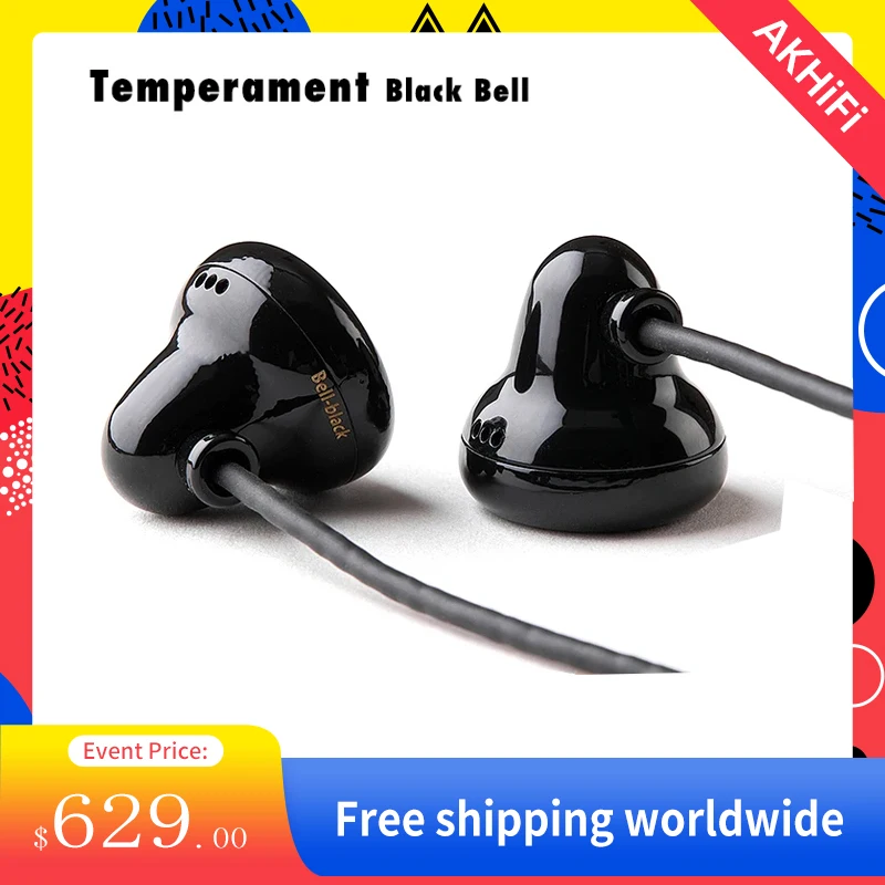 

Temperament Black Bell Flagship Flat Earbud In Ear Earphones Titanium HIFI 15mm Dynamic Driver Headset