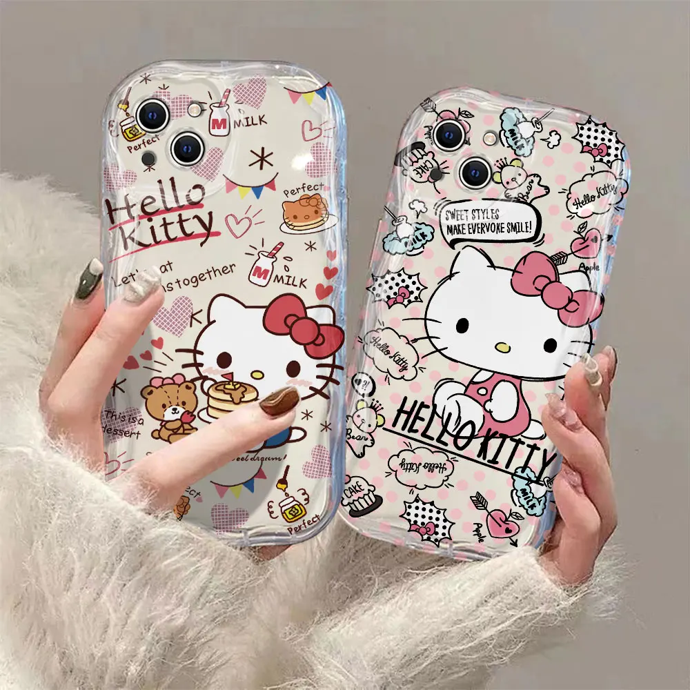 

Sanrio Hello Kitty 3D Wave Case For Xiaomi Mi 14 12 12T 11 Lite Poco M6 X6 X5 X4 F4 X3 M3 Pro 4G 5G Soft Silicone Cover