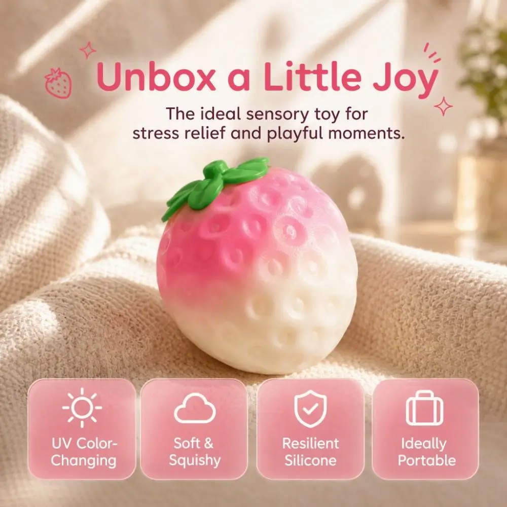 UV Light Color Changing Color Changing Strawberry Pinch Le Simulation Fruit Strawberry Slow Rebound Soft Texture Slow Rising
